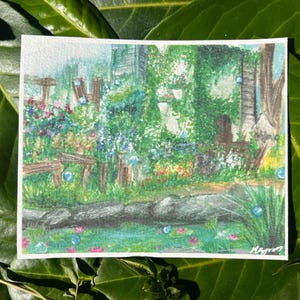 Bubble landschap anime art print - landschap - natuur - dromerige natuur landschap decor | Zachte pastelkleurige anime-esthetiek