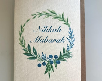 Nikkah/Shaadi Mubarak Watercolor Card: Islamic Wedding Greetings