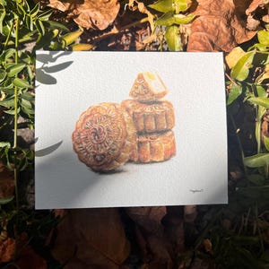 Mooncake aquarel/gouache print