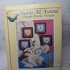 1986 Tristan Brooks Designs Cross Stitch Leaflet Charts Hearts All Around