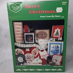 Ulotka z 1988 r. Cross My Heart Cross Stitch Pattern Merry Christmas 23 Charts