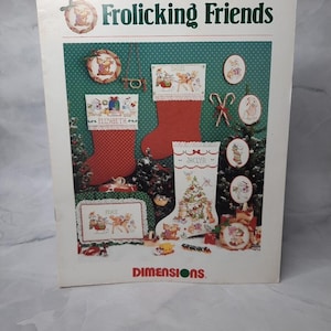1988 Kreuzstichmuster Faltblatt #159 Tolle Freunde Weihnachten