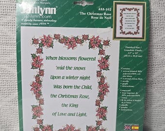 2001 Janlynn Stamped Cross Stitch Kit The Christmas Rose 12x15