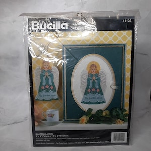 Kit de punto de cruz Bucilla 1995, imagen o adorno de ángel guardián