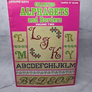 1975 Leisure Arts Charted Alphabets and Borders, tom drugi, ulotka