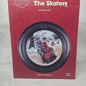 Ulotka z 1984 r. Cross My Heart Cross Stitch Pattern The Skaters