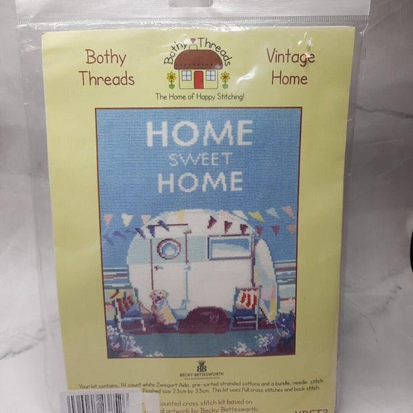 Bothy Threads Kreuzstich-Set 'Vintage Camping' – Inkl. Stoff, Garn, Nadel & Anleitung, 23x33 Cm