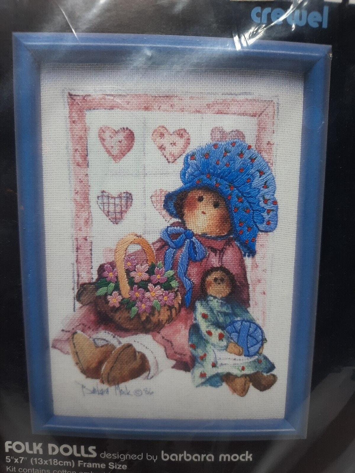 Vintage Dimensions Crewel Embroidery Kit Folk Dolls 5x7 Toys