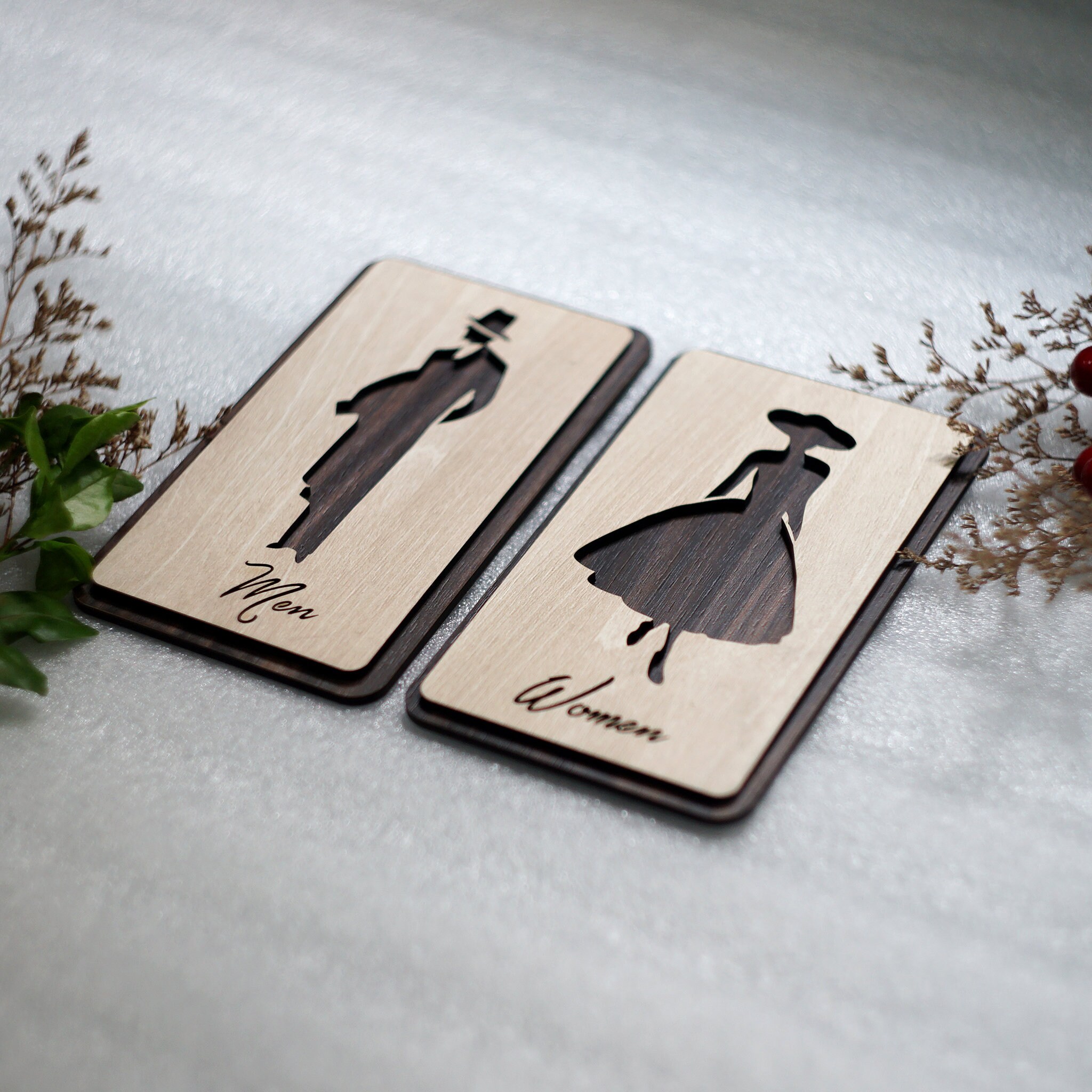 Men and Women Toilet Door Sign, Restroom Vintage Style Decor, Bathroom ...