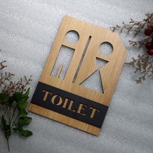 Letrero de madera para puerta de baño: placa decorativa vintage para baño