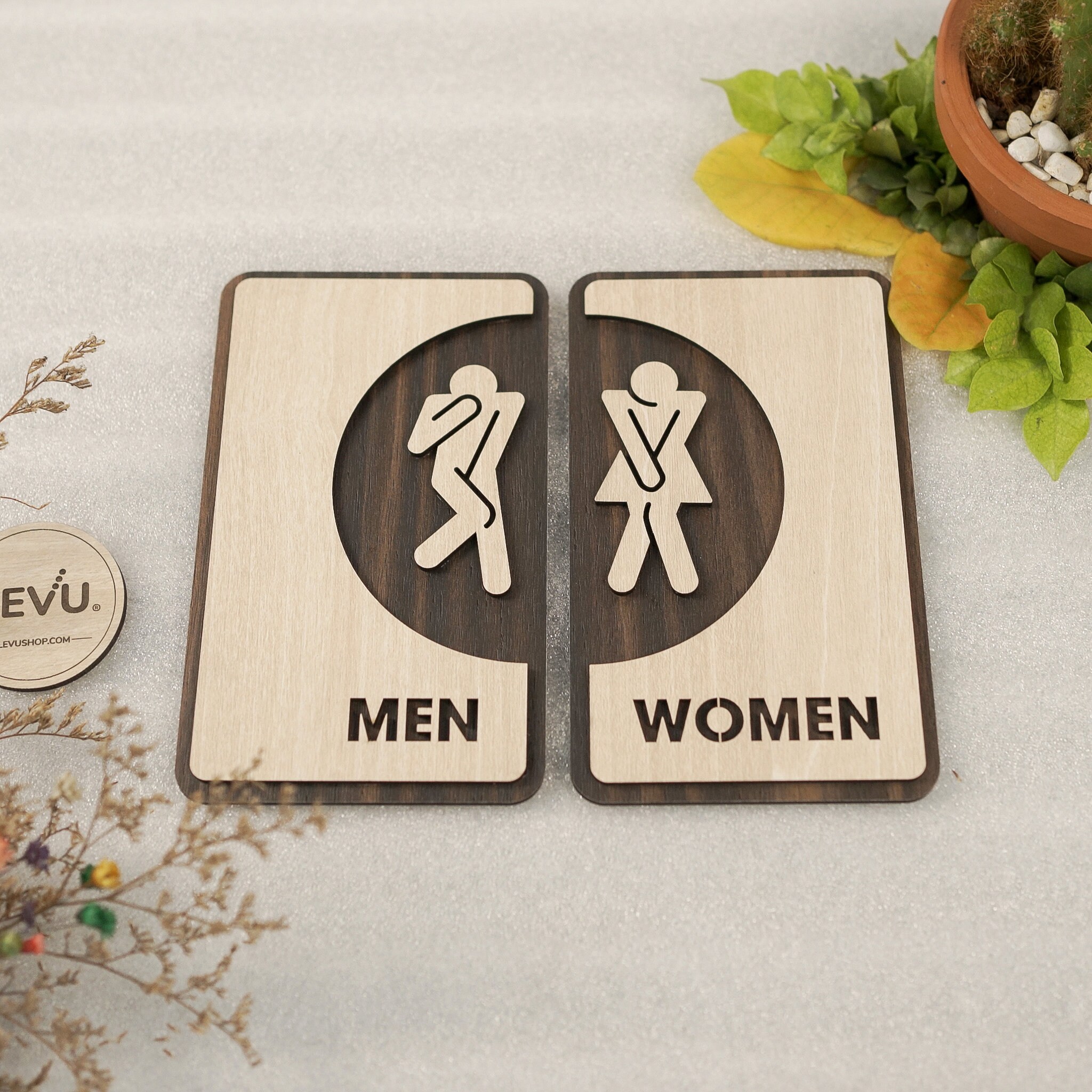 Restroom Men and Women Signs Bathroom Wooden Decor Signs Wooden Toilet ...