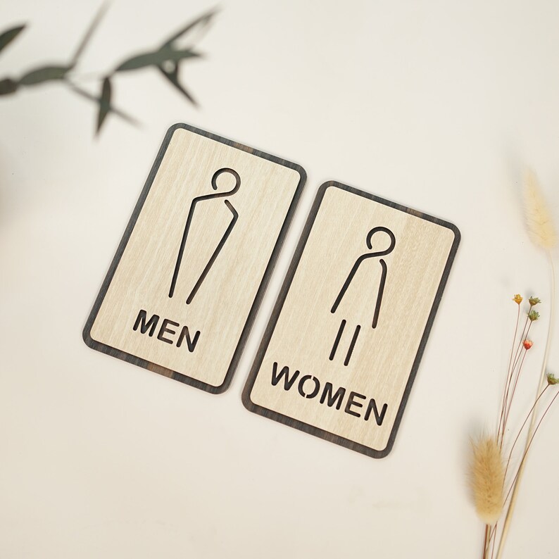 Men/women Sign, Gender Toilet Symbol, 3D Wood Sign WC Signage, Restroom ...