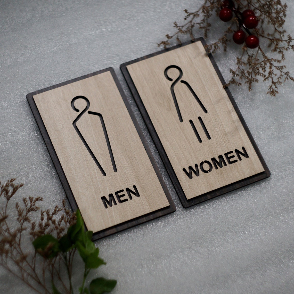 Bathroom Door Sign, Men and Women WC Sign, Toilet Door Sign, Restroom ...