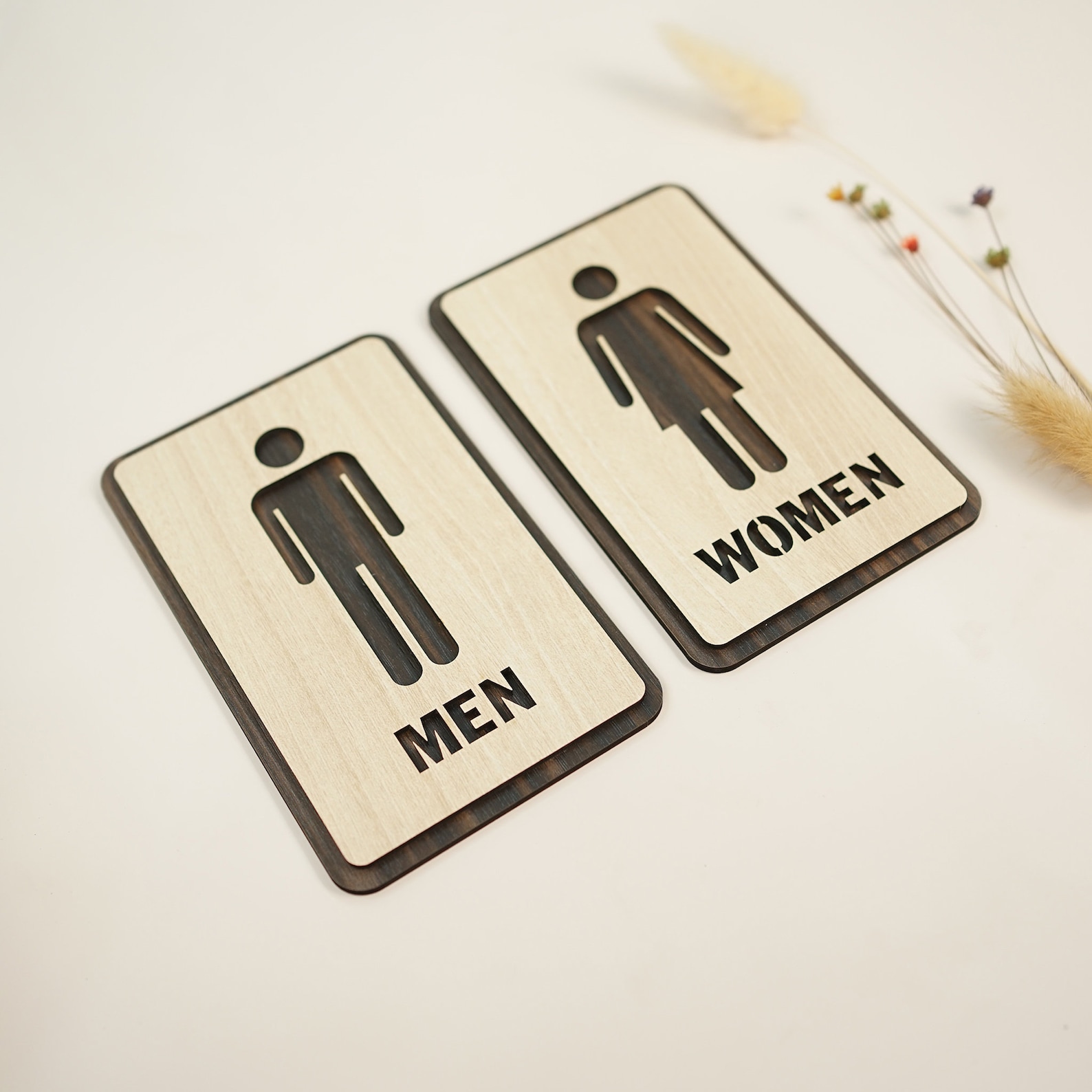 Men and Women Sign, Restroom Wooden Sign, Gender Bathroom Symbol ...