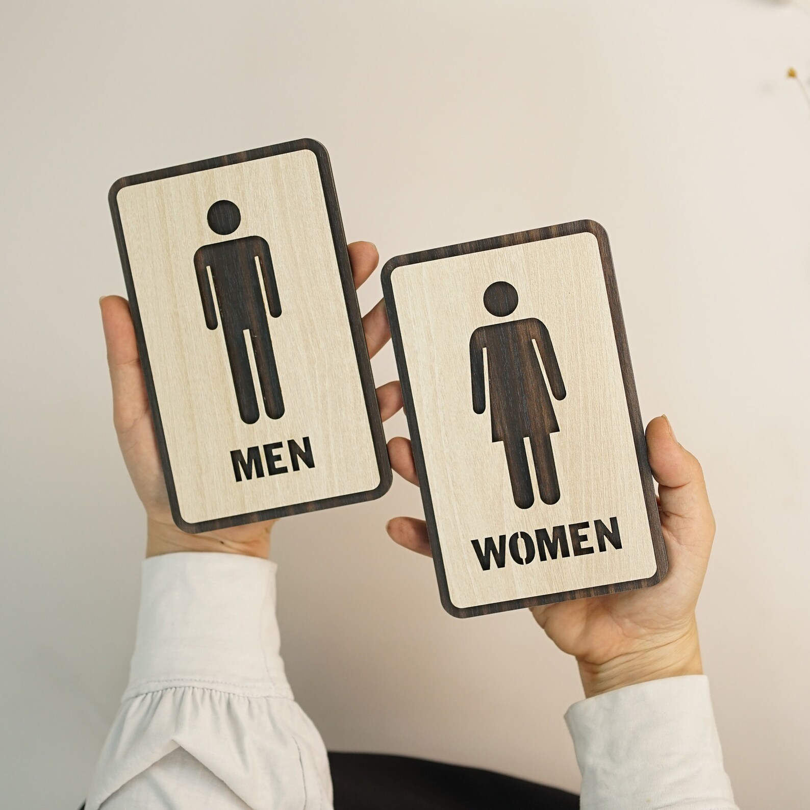 Men and Women Sign, Restroom Wooden Sign, Gender Bathroom Symbol ...