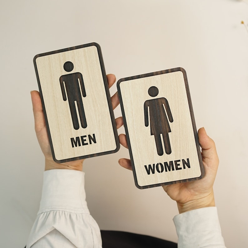 Men and Women Sign, Restroom Wooden Sign, Gender Bathroom Symbol ...