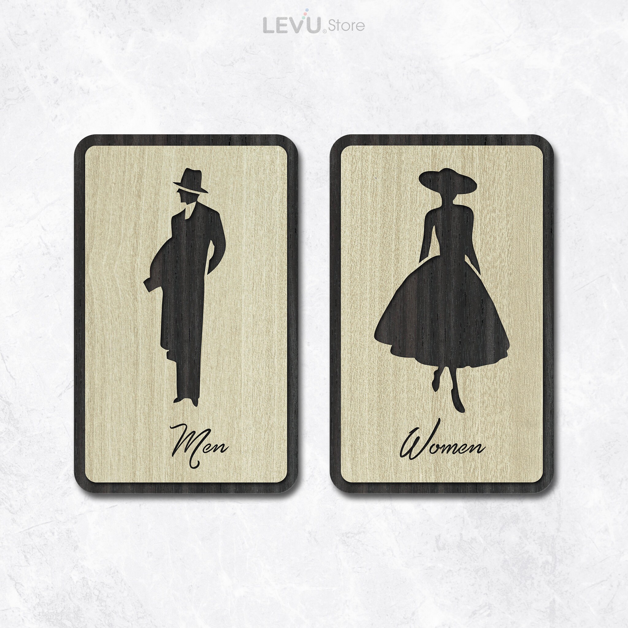 Men Women Toilet Sign, MDF Wooden Sign, Men Toilet Door Sign, Women ...