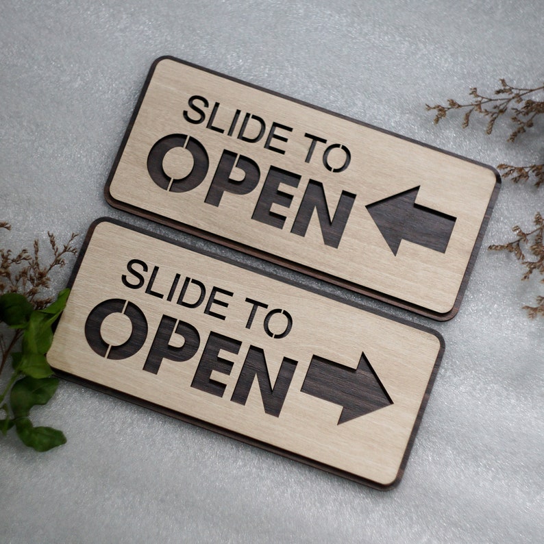 Slide to Open Sign, Wooden Sign, Office Decor, Hotel / Boutique / Store ...