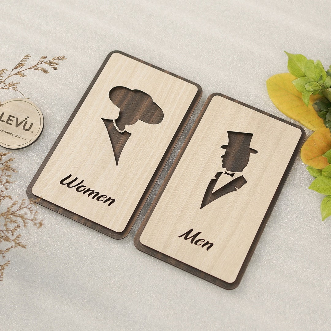 Wood Signs Man and Woman, Male and Female Restroom, Toilet, Wc ...