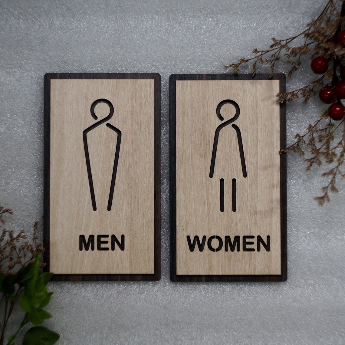 Bathroom Door Sign, Men and Women WC Sign, Toilet Door Sign, Restroom ...