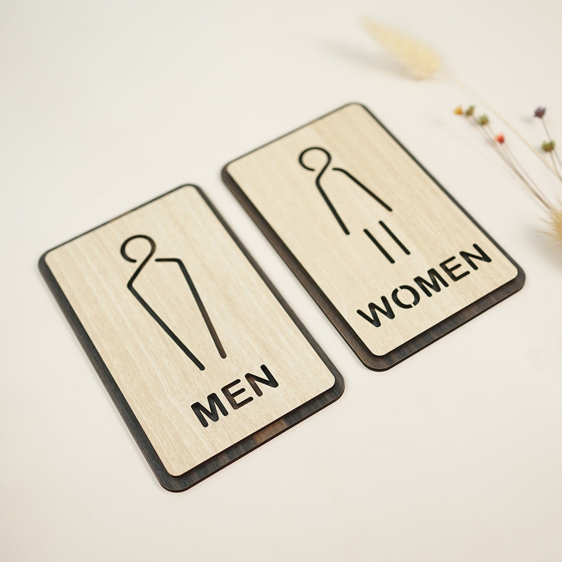 Men/women Sign, Gender Toilet Symbol, 3D Wood Sign WC Signage, Restroom ...