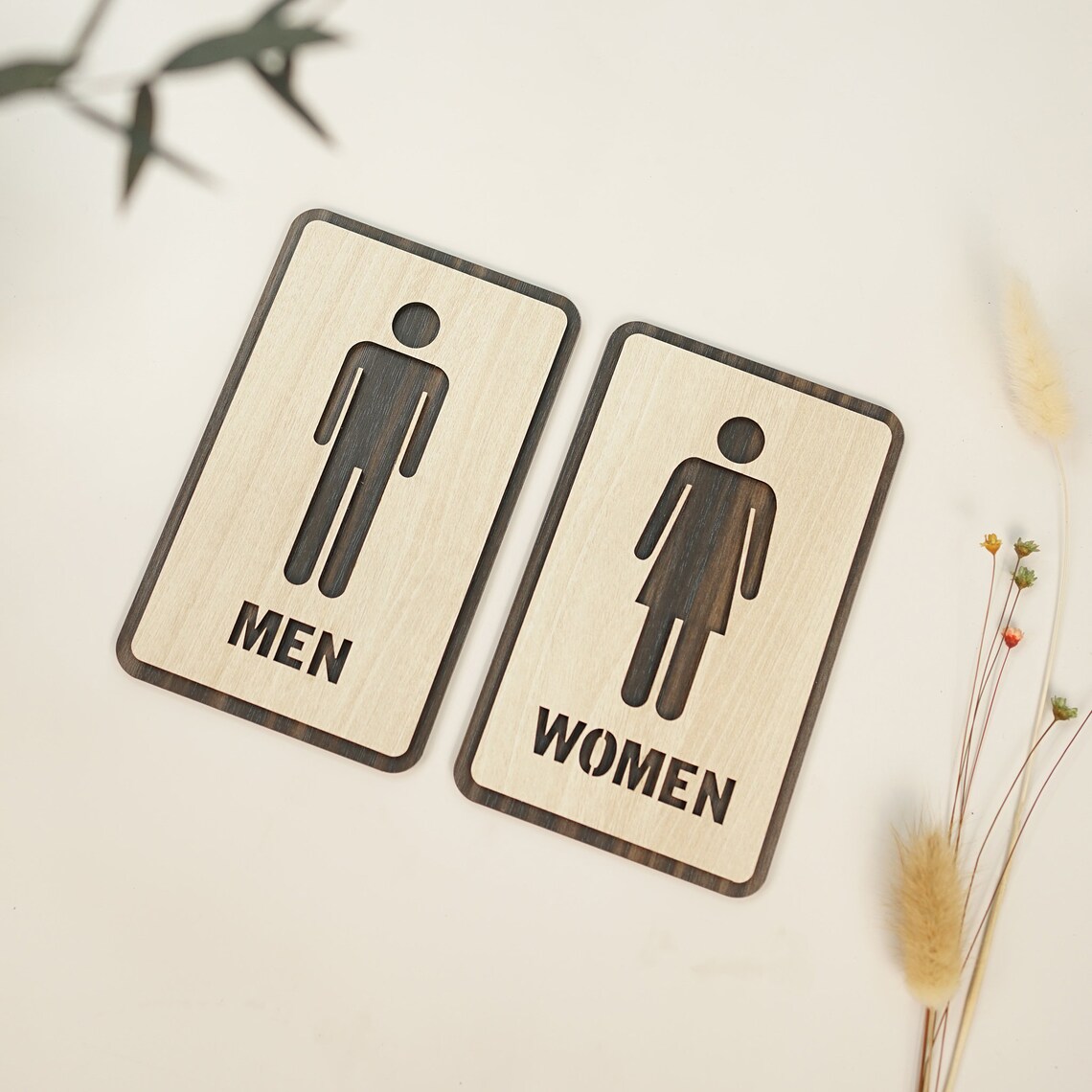 Men and Women Sign, Restroom Wooden Sign, Gender Bathroom Symbol ...