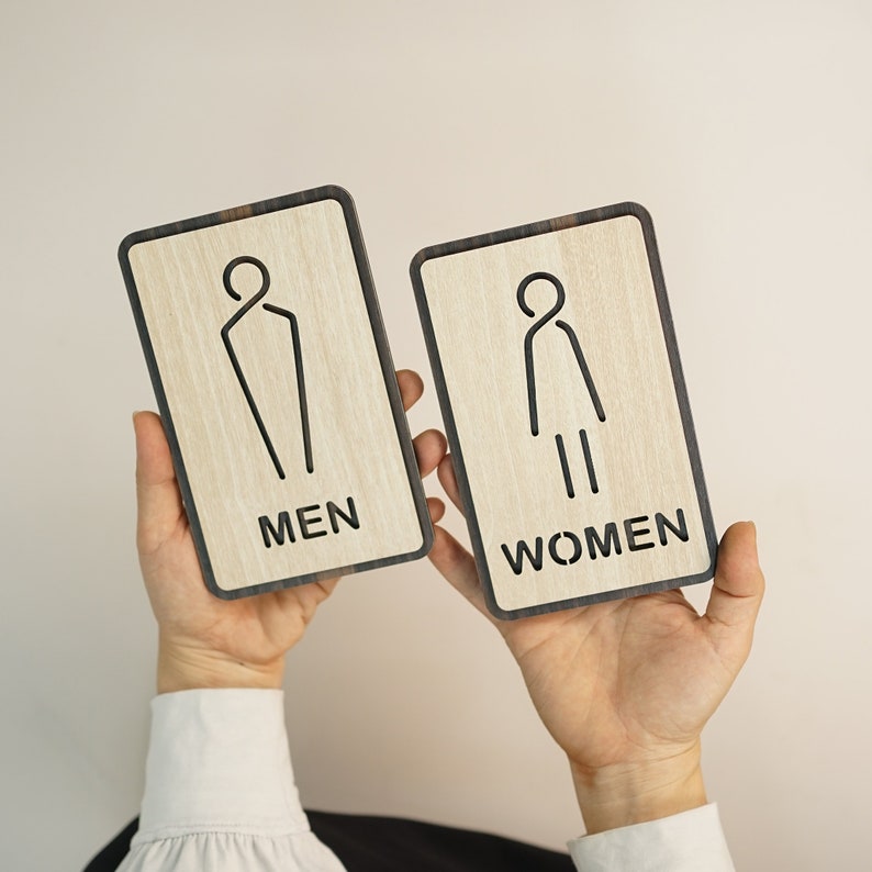 Men/women Sign, Gender Toilet Symbol, 3D Wood Sign WC Signage, Restroom ...