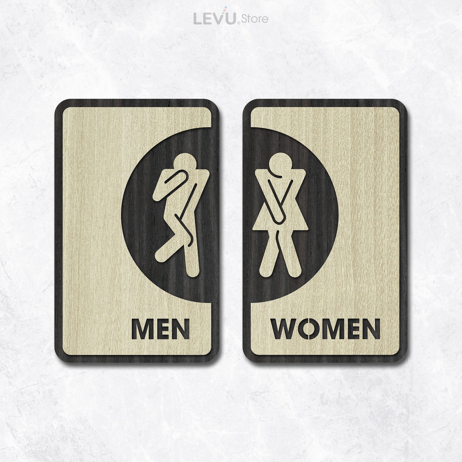 Men Women Toilet Sign, MDF Wooden Sign, Men Toilet Door Sign, Women ...