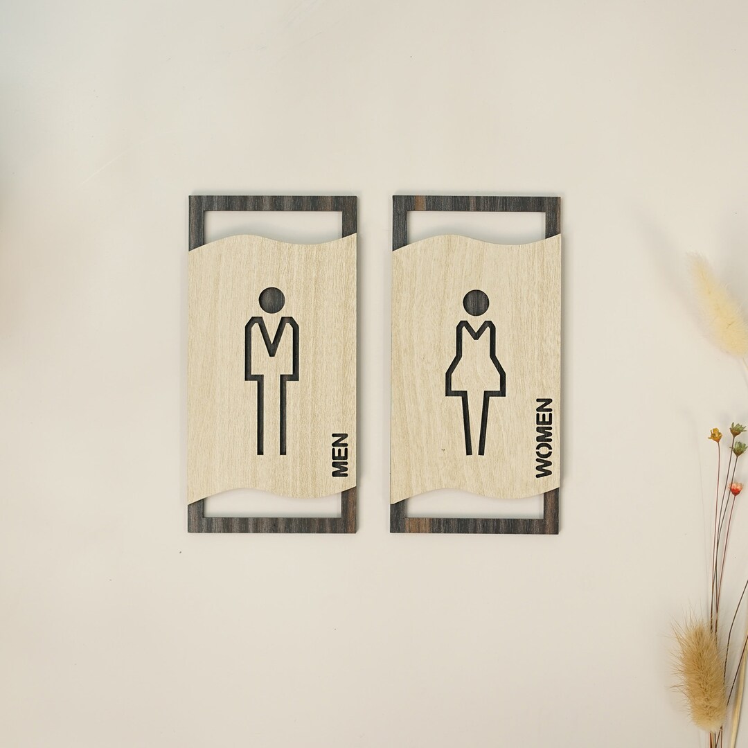 Restroom Sign, Mens Womens Bathroom Sign Custom, Toilet Door Signs ...