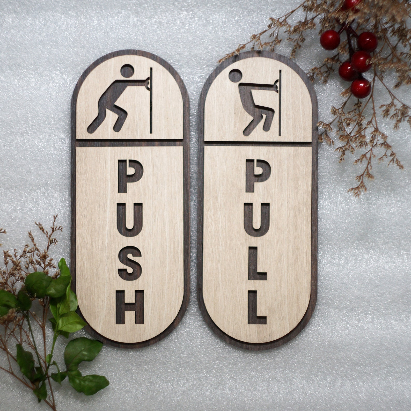 Wood Pull & Push Door Sign Set: Business Office Decor - Etsy