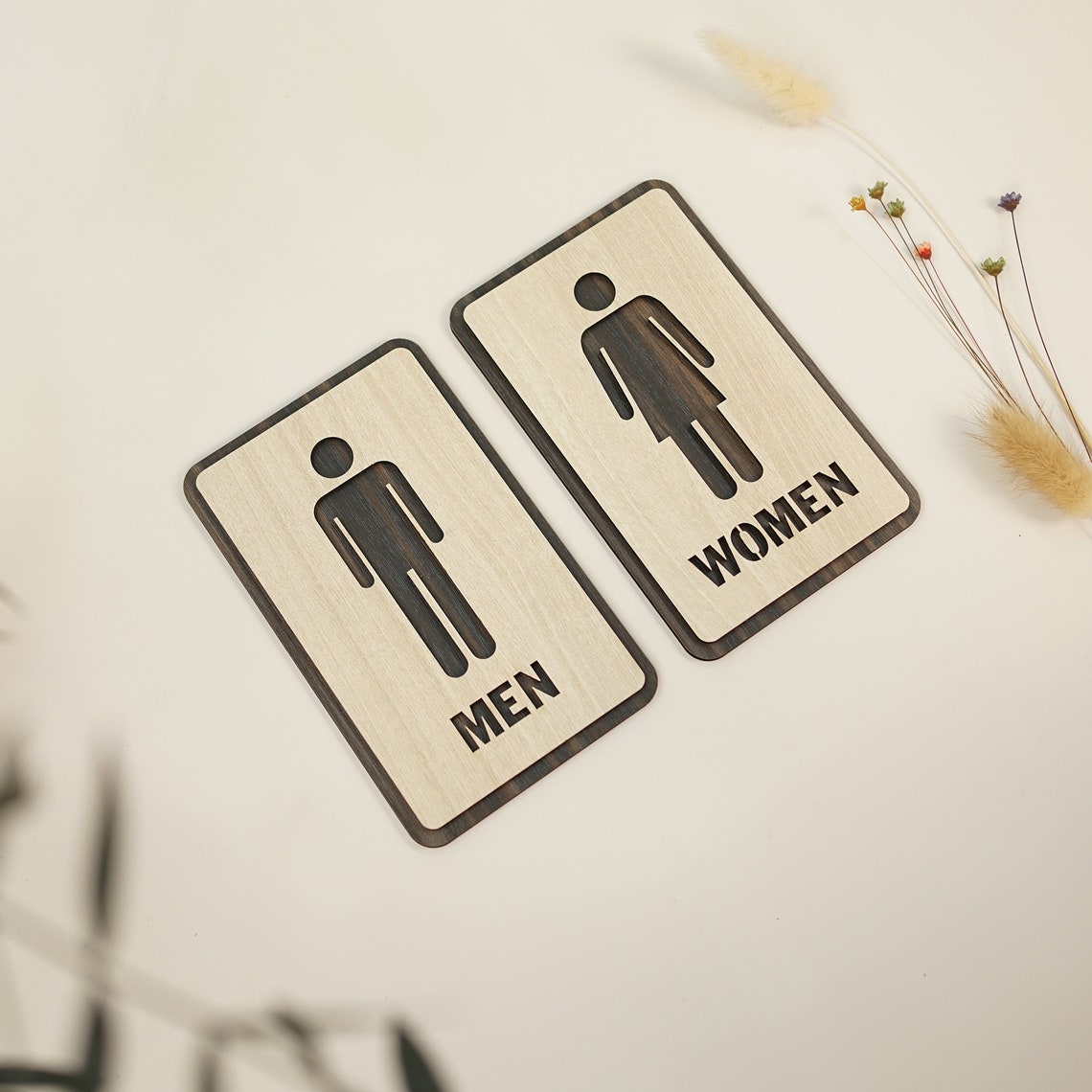 Men and Women Sign, Restroom Wooden Sign, Gender Bathroom Symbol ...