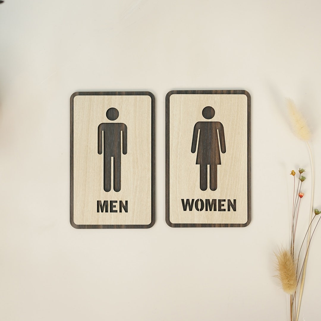 Men and Women Sign, Restroom Wooden Sign, Gender Bathroom Symbol ...