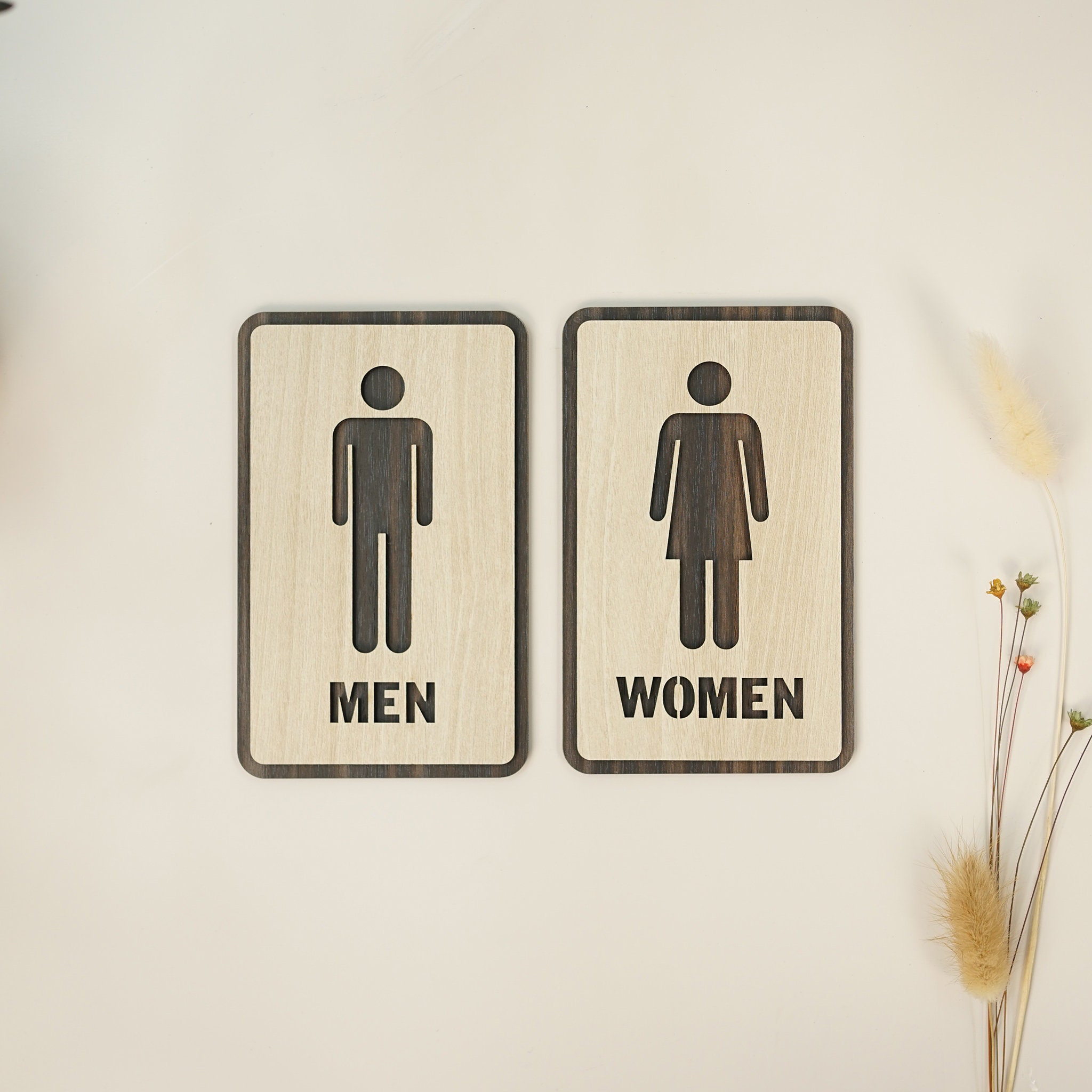 Men and Women Sign, Restroom Wooden Sign, Gender Bathroom Symbol ...