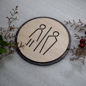 Letrero de madera para inodoro, Decoración de inodoro hecha a mano, Letrero de baño, Letreros de baño para hombres y mujeres