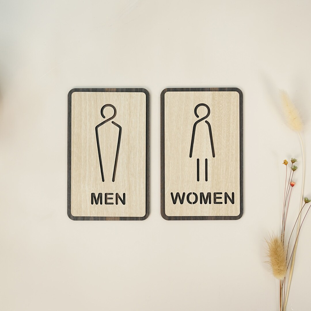 Men/women Sign, Gender Toilet Symbol, 3D Wood Sign WC Signage, Restroom ...