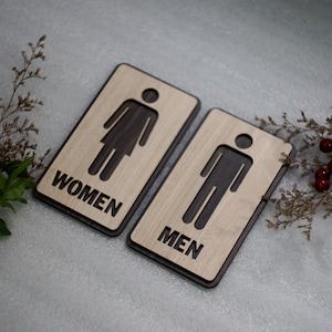 Letreros personalizados para puerta de baño, Letrero direccional para baño, Símbolo de baño de género, Señalización de baño