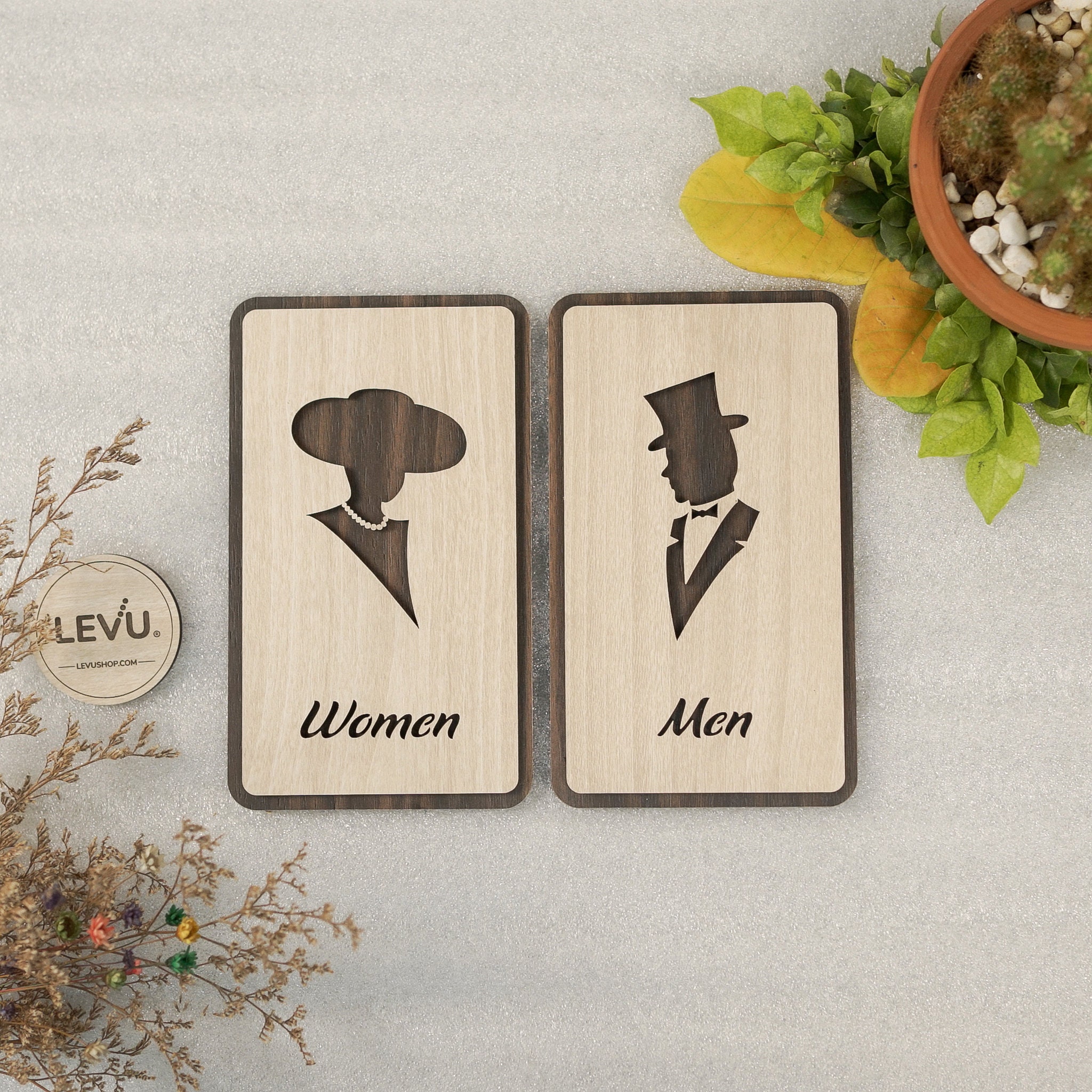 Wood Signs Man and Woman, Male and Female Restroom, Toilet, Wc ...