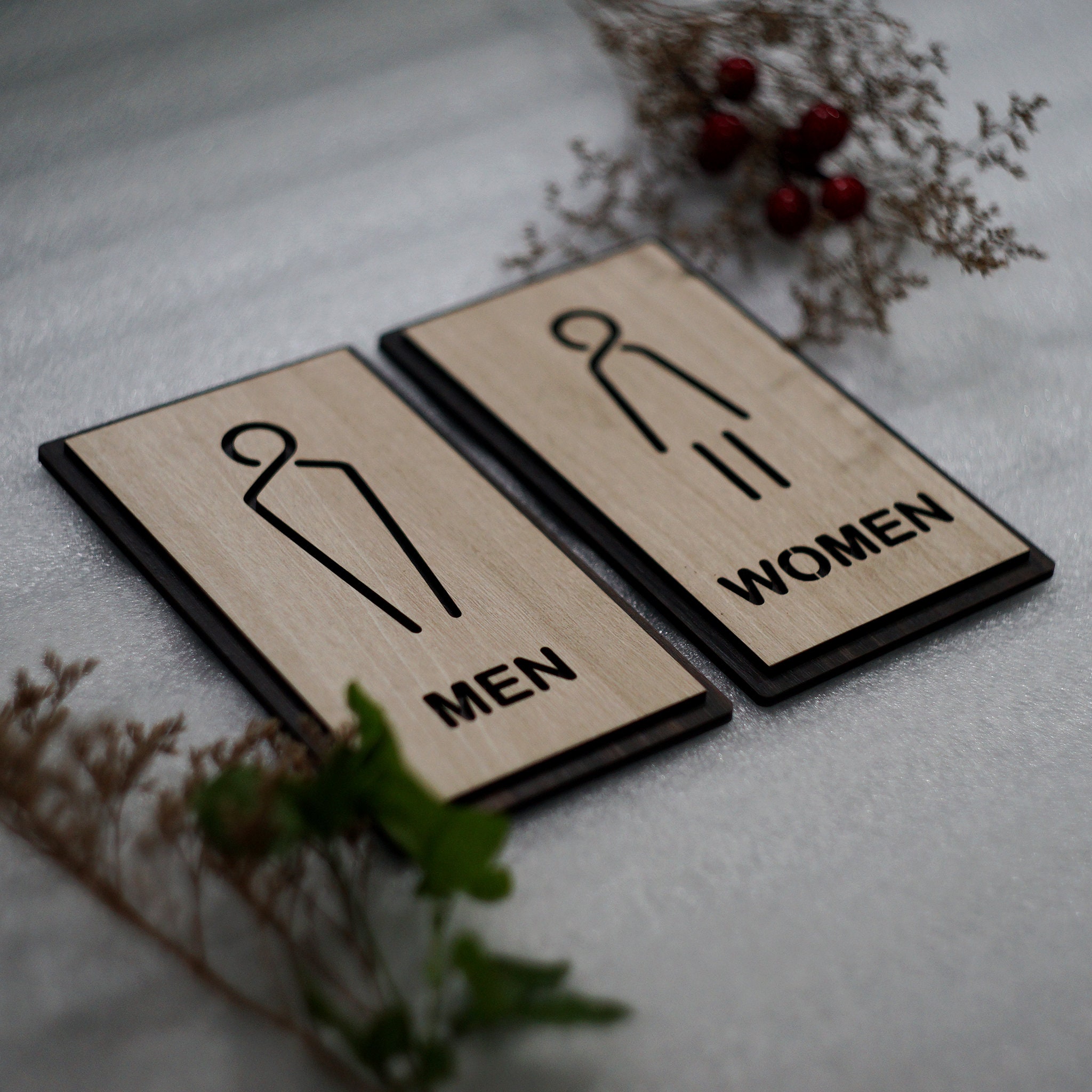 Bathroom Door Sign, Men and Women WC Sign, Toilet Door Sign, Restroom ...