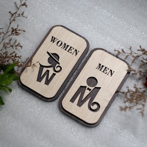 Letreros de baño para hombres y mujeres, Letrero de baño unisex, Letrero de madera para inodoro, Decoración de estilo vintage