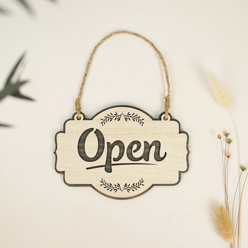 Open Closed Sign, Open Wood Sign, Closed Wood Sign, Double Sided ...