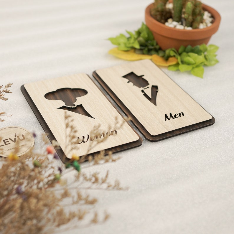 Wood Signs Man and Woman, Male and Female Restroom, Toilet, Wc ...