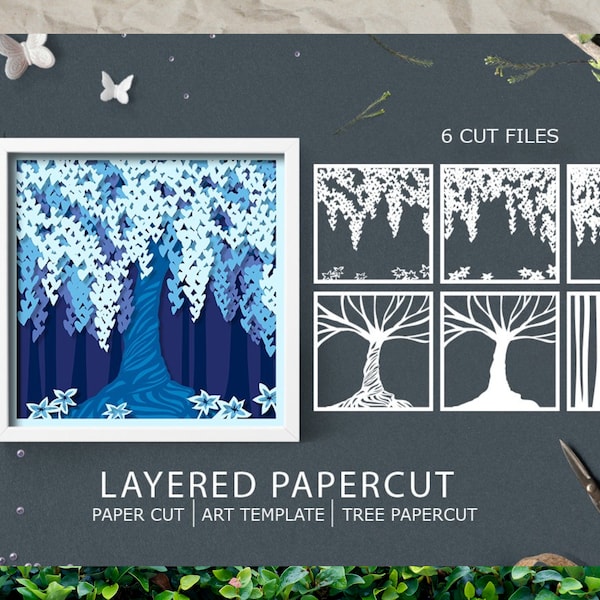 Tree, 3D layered papercut design, Shadow box, Paper Cut Template SVG, Cut File Design, Laser Cut, Layered Paper Craft, Cricut, Silhouette