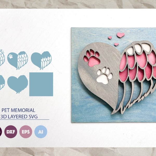Pet memorial paw print 3D Papercut Shadow box 3D Layered SVG Shadow Box Cricut Design Downloads PNG Transparent Printing Design, Paper Craft