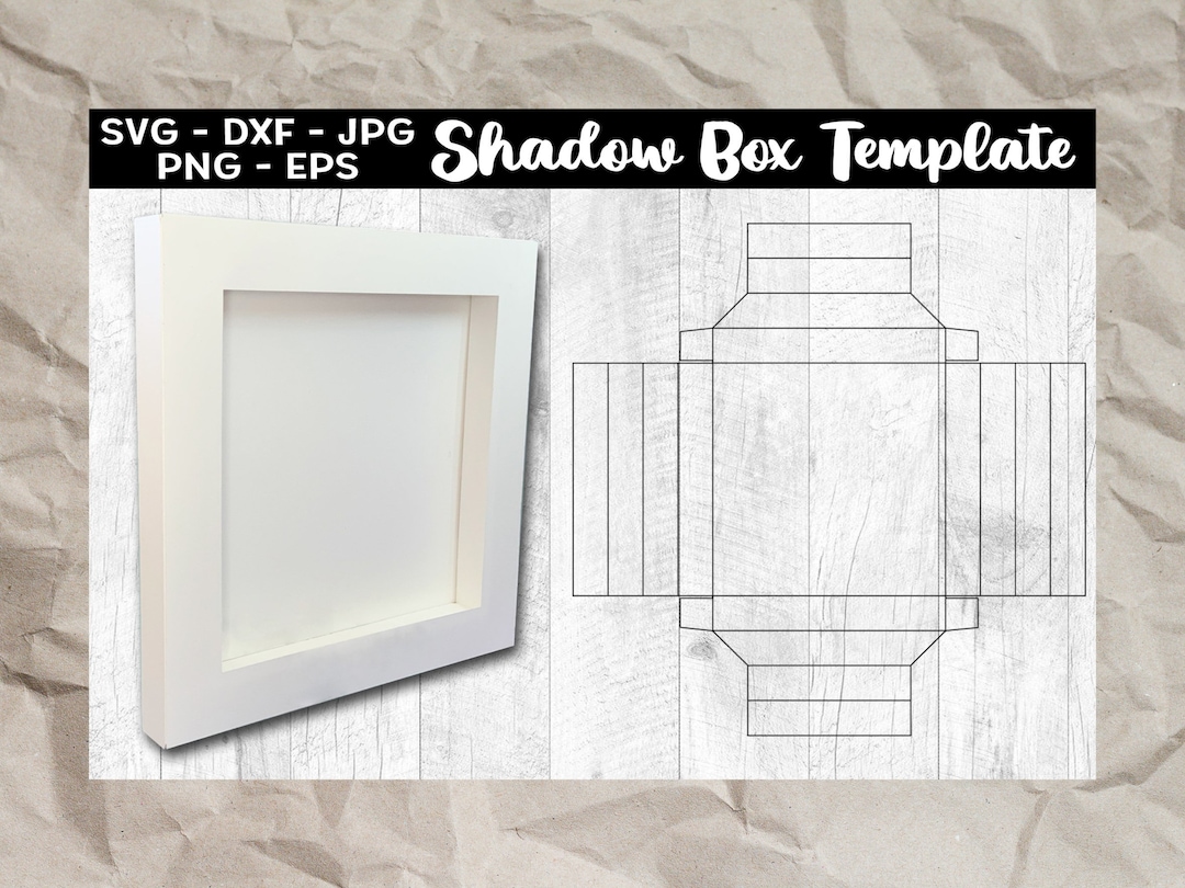 Shadow Box Frame Template SVG, Light Box Frame Template PNG, Paper