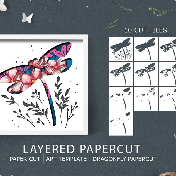 Dragonfly, dragon fly 3D Papercut Shadow box 3D Layered SVG Shadow Box, Cricut Design Downloads PNG Transparent Printing Design, Paper Craft
