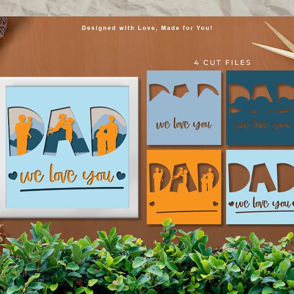 Dad We Love You, 3D Papercut Shadow box, 3D Layered SVG Shadow Box, Cricut Design Downloads Transparent Printing Design Paper Craft Dad We Love You, 3D Papercut Shadow box, 3D Layered SVG Shadow Box, Cricut Design Downloads Transparent Printing Design Paper Craft