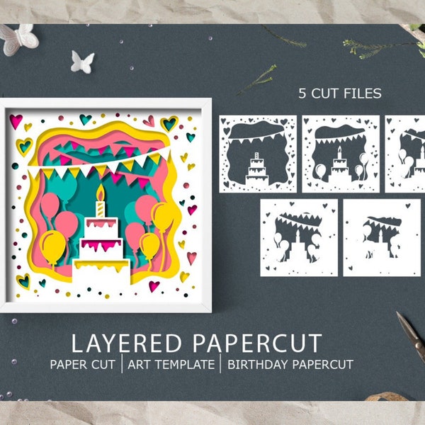 Happy birthday 3D Papercut Shadow box, 3D Layered SVG Shadow Box, Cricut Design Downloads PNG Transparent Printing Design, Paper Craft Happy birthday 3D Papercut Shadow box, 3D Layered SVG Shadow Box, Cricut Design Downloads PNG Transparent Printing Design, Paper Craft