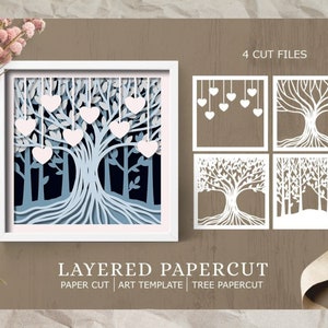 Tree Layered 3D Papercut Shadow box, 3D Layered Tree SVG Shadow Box, Cricut Design Downloads PNG Transparent Printing Design, Paper Craft