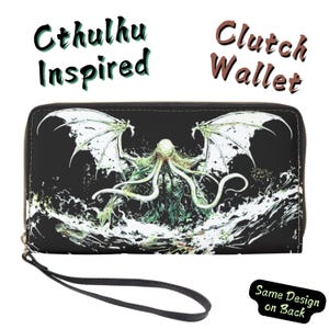 Cartera de mano con diseño de Cthulhu de Nightmare Depths, cartera de terror gótico