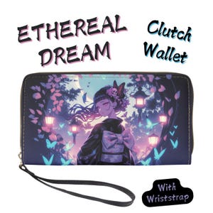 Ethereal Dream Lederarmband Clutch Geldbörse, Gothic Fantasy Schmetterling Geldbörse